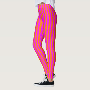 Leggings Motif de bande verticale rose orange vif