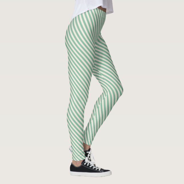 Leggings Motif de bandes diagonales blanches (Droite)