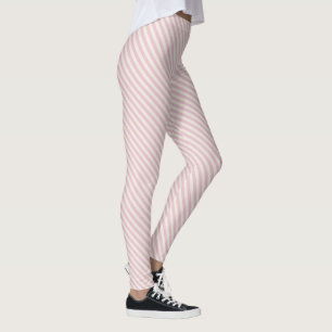 Leggings Motif de bandes diagonales blanches roses