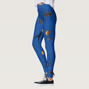 Leggings Motif de basket-ball bleu,