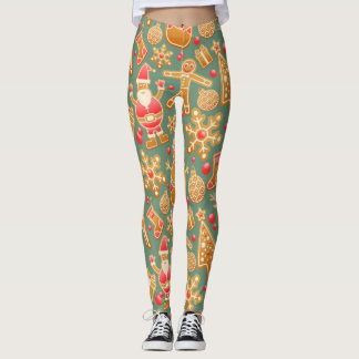 Leggings motif de biscuits de Noël dorés
