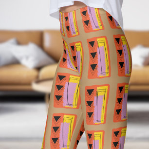 Leggings Motif de bloc Abstrait Brown moderne