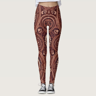 Leggings Motif de broderie de paisley de marguerite de Bour