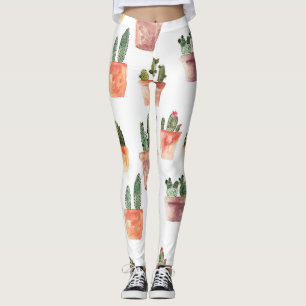 Leggings Motif de cactus Brown vert à pointes
