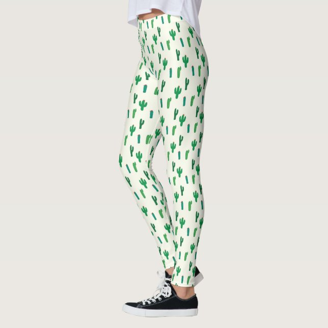 Leggings Motif de cactus vert brillant (Gauche)