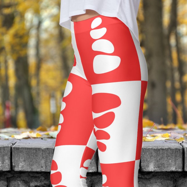 Leggings Motif de cailloux rouges et blancs (Pebbles Red and White )