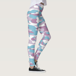 Leggings Motif de camouflage blanc rose turquoise