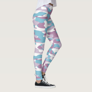 Leggings Motif de camouflage blanc rose turquoise
