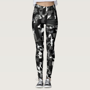 Leggings Motif de camouflage noir et blanc "Fractura"