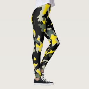 Leggings Motif de camouflage noir et jaune