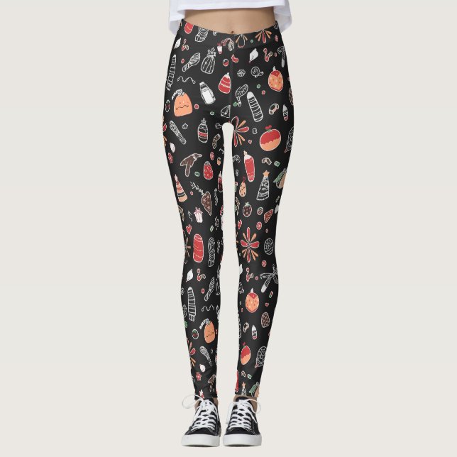 Leggings Motif de caniche de Noël (Devant)