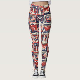 Leggings Motif de carreau en papier découpé patriotique str