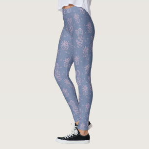 Leggings Motif de cartons rose et violet
