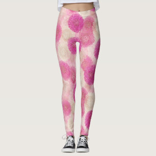 Leggings Motif de cercle en dentelle florale abstraite rose