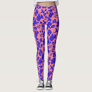 Leggings Motif de champignon noir 01bleu Pink BG