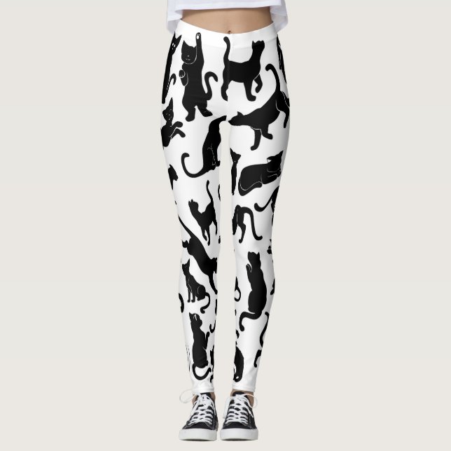 Leggings Motif de chat noir (Devant)