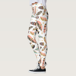 Leggings Motif de chatouillement de plume