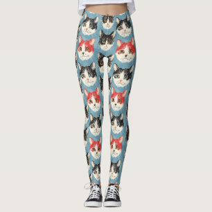Leggings Motif de chats rouges et noirs