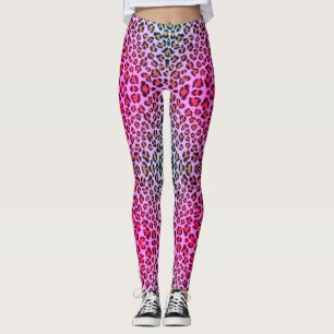 Leggings Motif de cheetah de léopard rose et orange funky