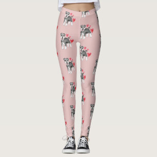 Leggings Motif de chien Schnauzer miniature en rose
