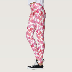 Leggings Motif de coeur aquarelle