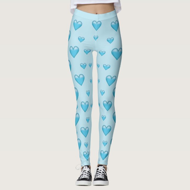 Leggings Motif de coeur bleu clair (Devant)
