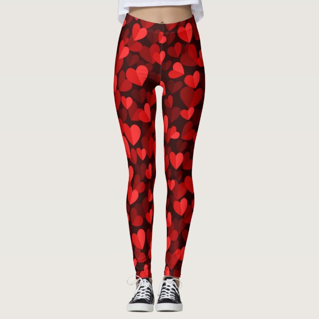 Leggings Motif de coeur de la Saint-Valentin Rouge (Devant)