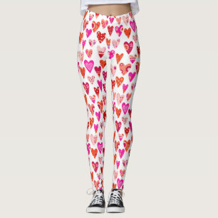 Leggings Motif de coeur Rouge rose moderne