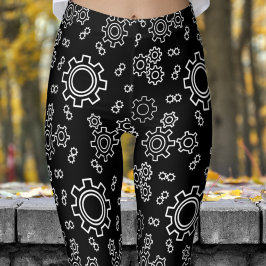 Leggings Motif de Cogs Noirs frais