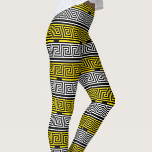 Leggings Motif de conception de frise à clé grecque jaune b