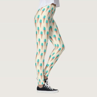 Leggings Motif de cône de glace bleu, jaune clair