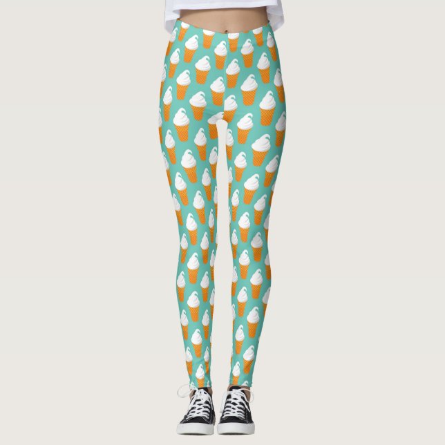 Leggings Motif de cône de glace vanille (Devant)