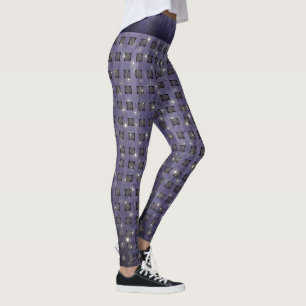 Leggings Motif de contrôle pourpre avec étoiles