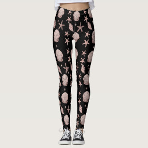 Leggings Motif de coquillages roses - Vibes de plage Design