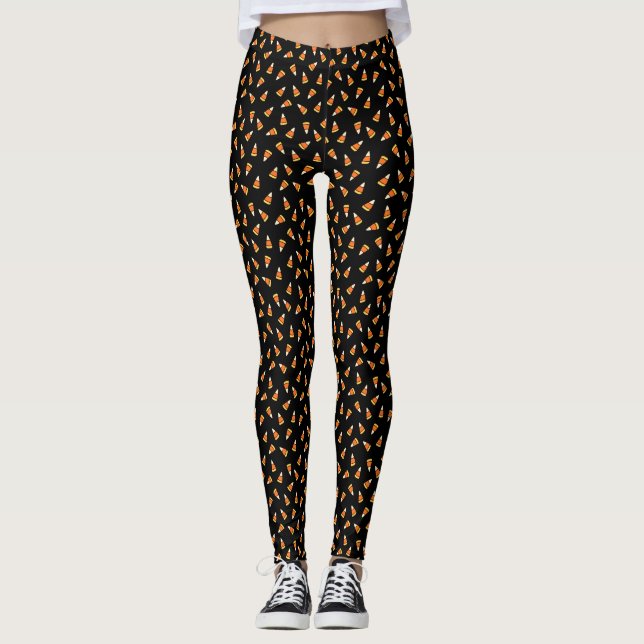 Leggings Motif de Corne de bonbons d'Halloween (Devant)