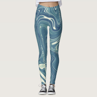 Leggings motif de couleur bleu et gris