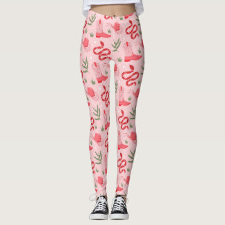 Leggings Motif De Cowboy Et Serpents Rose