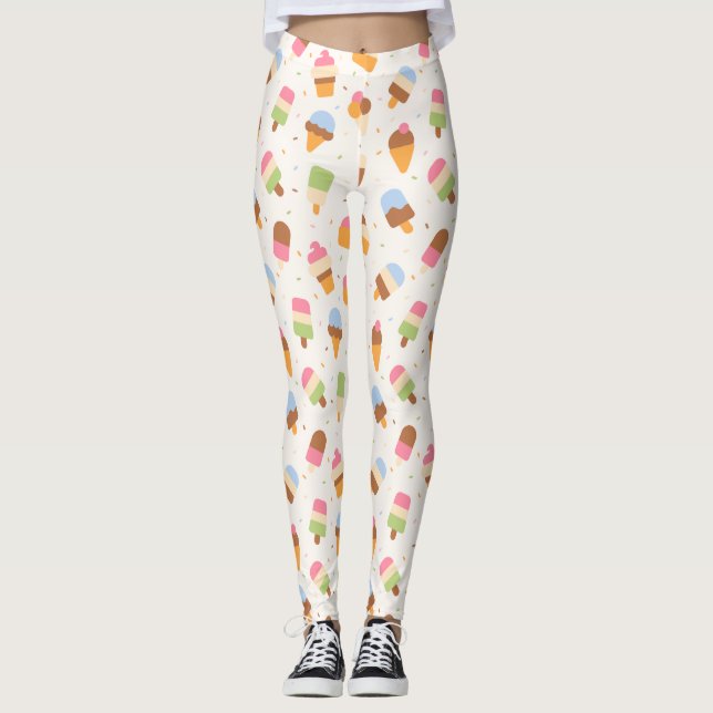 Leggings Motif de crème glacée, cône de crème glacée, Popsi (Devant)