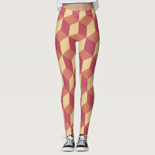 Leggings Motif de Cube rouge orange Abstrait