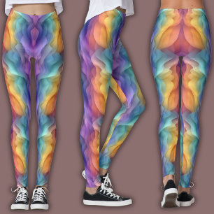 Leggings Motif de dégradé abstrait   Vague arc-en-ciel