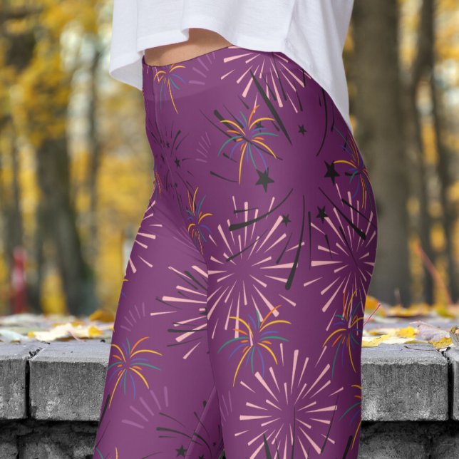Leggings Motif de démarrage violet vibrant (Starburst over Byzantium Purple)