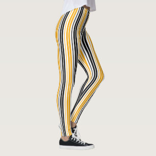 Leggings Motif de design à rayures jaunes noires et blanche