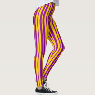 Leggings Motif de design de rayures élégantes jaune violet