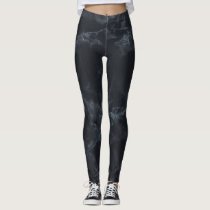 Leggings Motif de design en marbre noir Abstrait