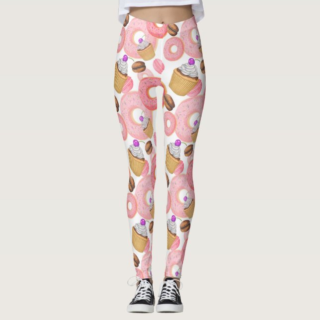 Leggings Motif de dessert de beignet et de petit gâteau (Devant)