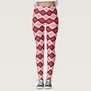 Leggings Motif de diamants rouges