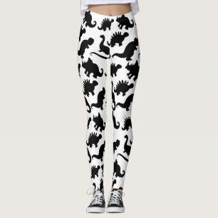 Leggings Motif de dinosaure noir et blanc mignon
