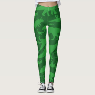 Leggings Motif de dinosaure vert