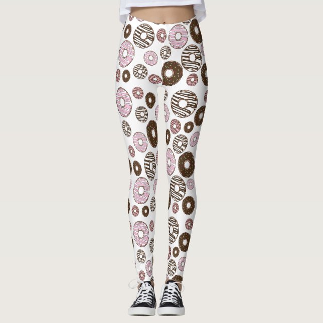 Leggings Motif De Donuts, Donuts Roses, Donuts Brown (Devant)