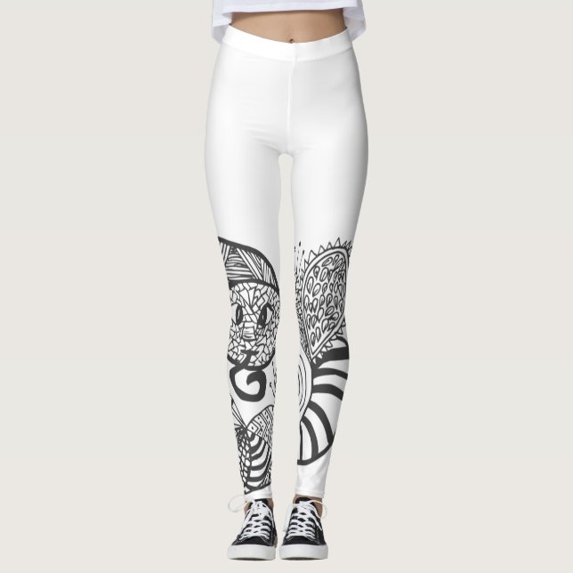 Leggings Motif de Doodle de serpent (Devant)